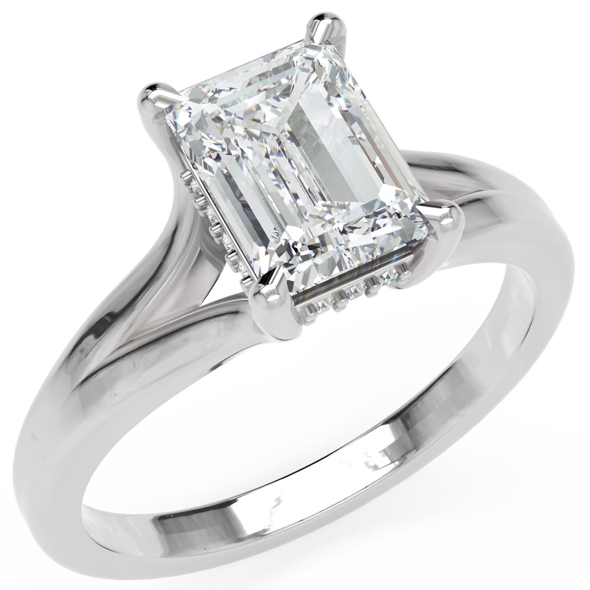 Inel de Logodnă Medici din Aur 14k cu Moissanite Emerald de 1.5 ct din 14k Aur Alb - Castelo.ro