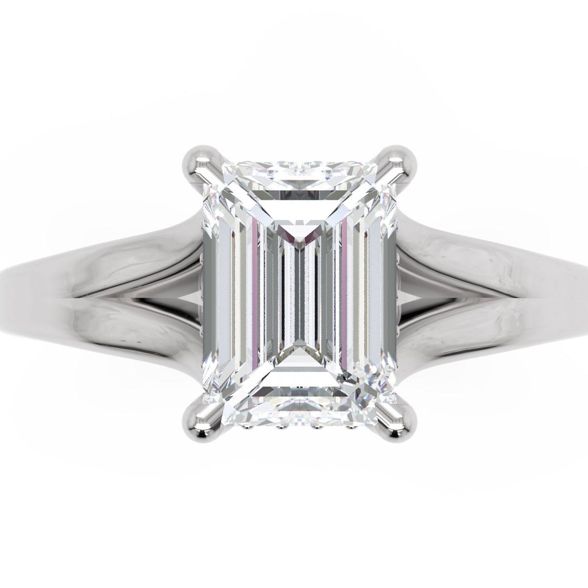 Inel de Logodnă Medici din Aur 14k cu Diamant Creat în Laborator Emerald de 1.5 ct din 14k Aur Alb - Castelo.ro