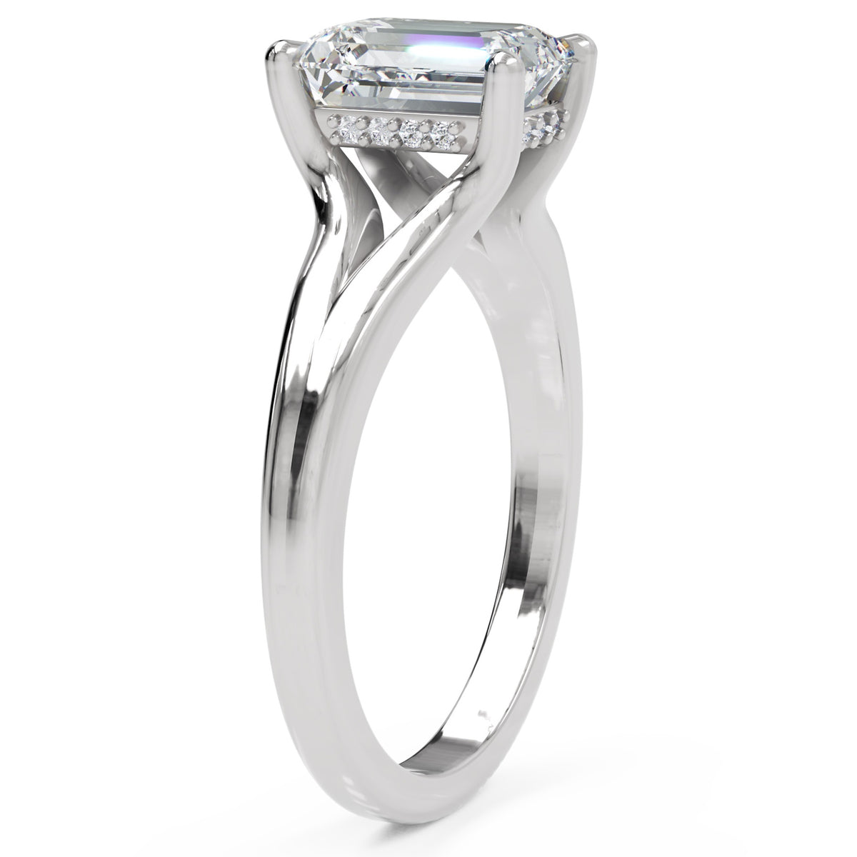 Inel de Logodnă Medici din Aur 14k cu Moissanite Emerald de 1.5 ct din 14k Aur Alb - Castelo.ro
