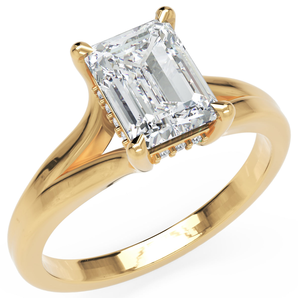 Inel de Logodnă Medici din Aur 18k cu Diamant Natural Emerald de 1.5 ct din 18k Aur Galben - Castelo.ro