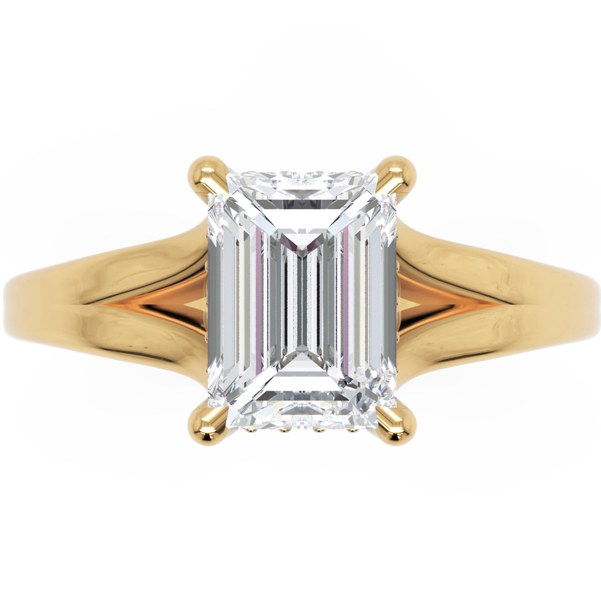 Inel de Logodnă Medici din Aur 14k cu Diamant Natural Emerald de 1.5 ct din 14k Aur Galben - Castelo.ro