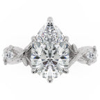 Inel de Logodnă Belvedere din Aur 18k cu Diamant Creat în Laborator Pear de 2.5 ct din Platina - Castelo.ro