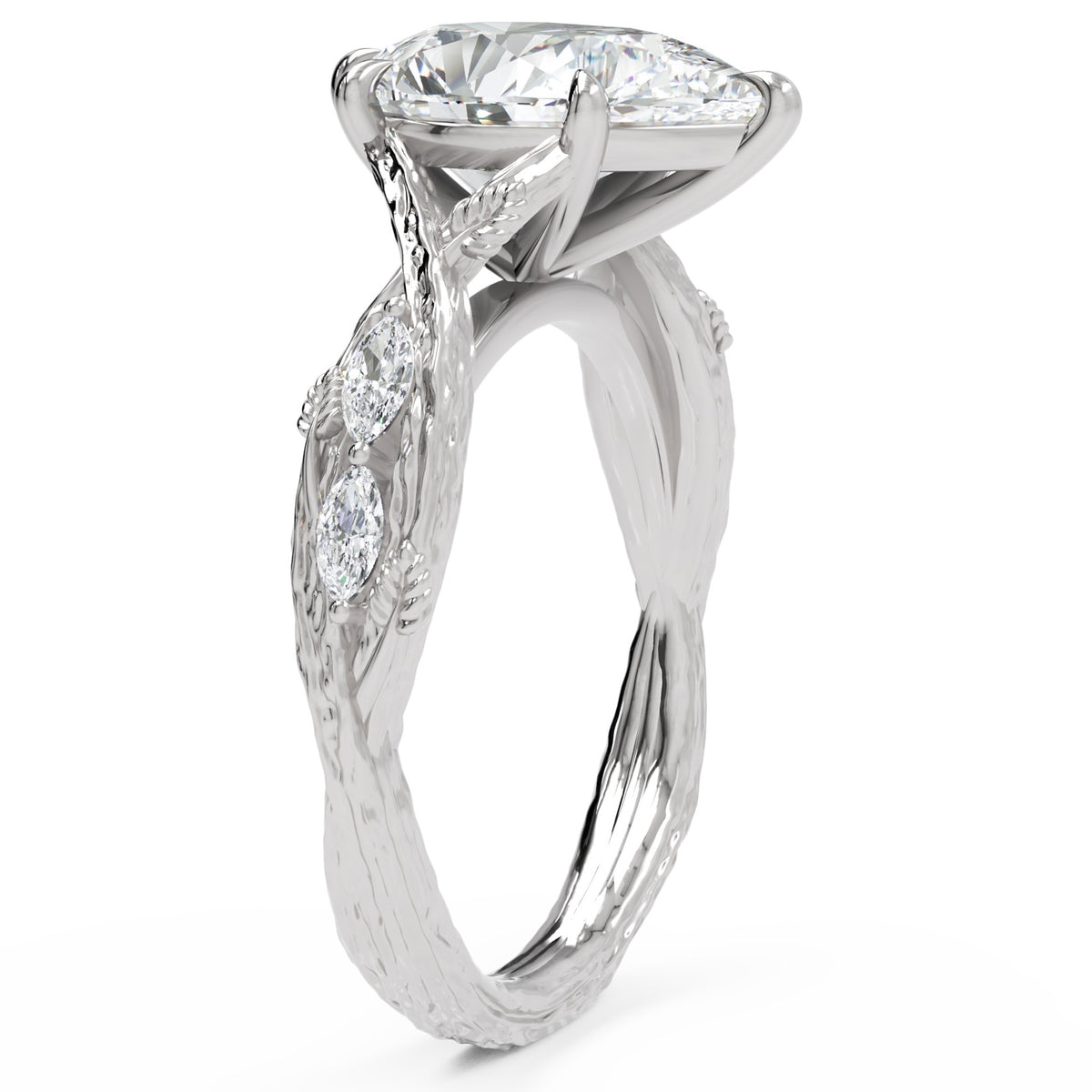 Inel de Logodnă Belvedere din Aur 18k cu Moissanite Pear de 2.5 ct din Platina - Castelo.ro
