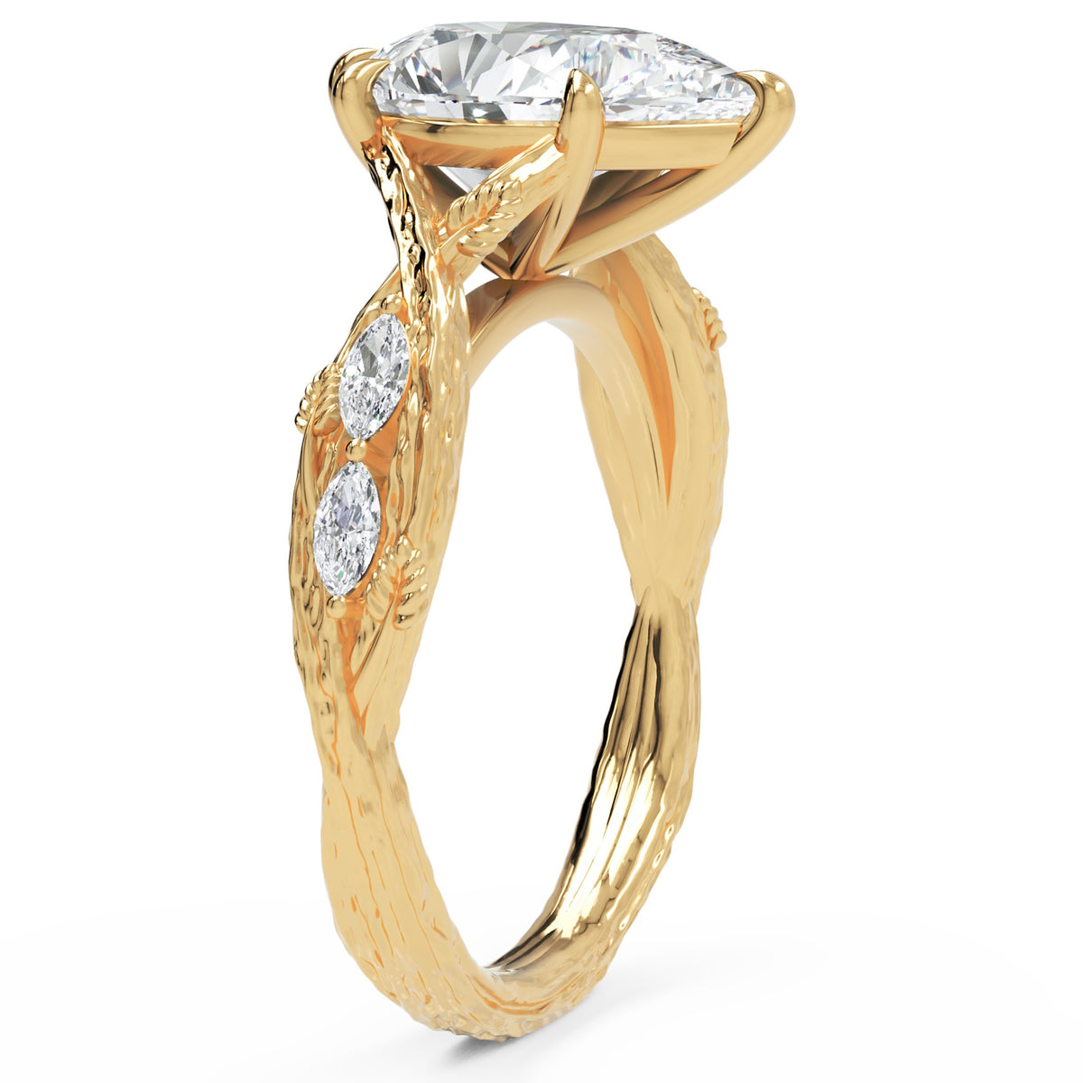 Inel de Logodnă Belvedere din Aur 18k cu Moissanite Pear de 2.5 ct din 18k Aur Galben - Castelo.ro