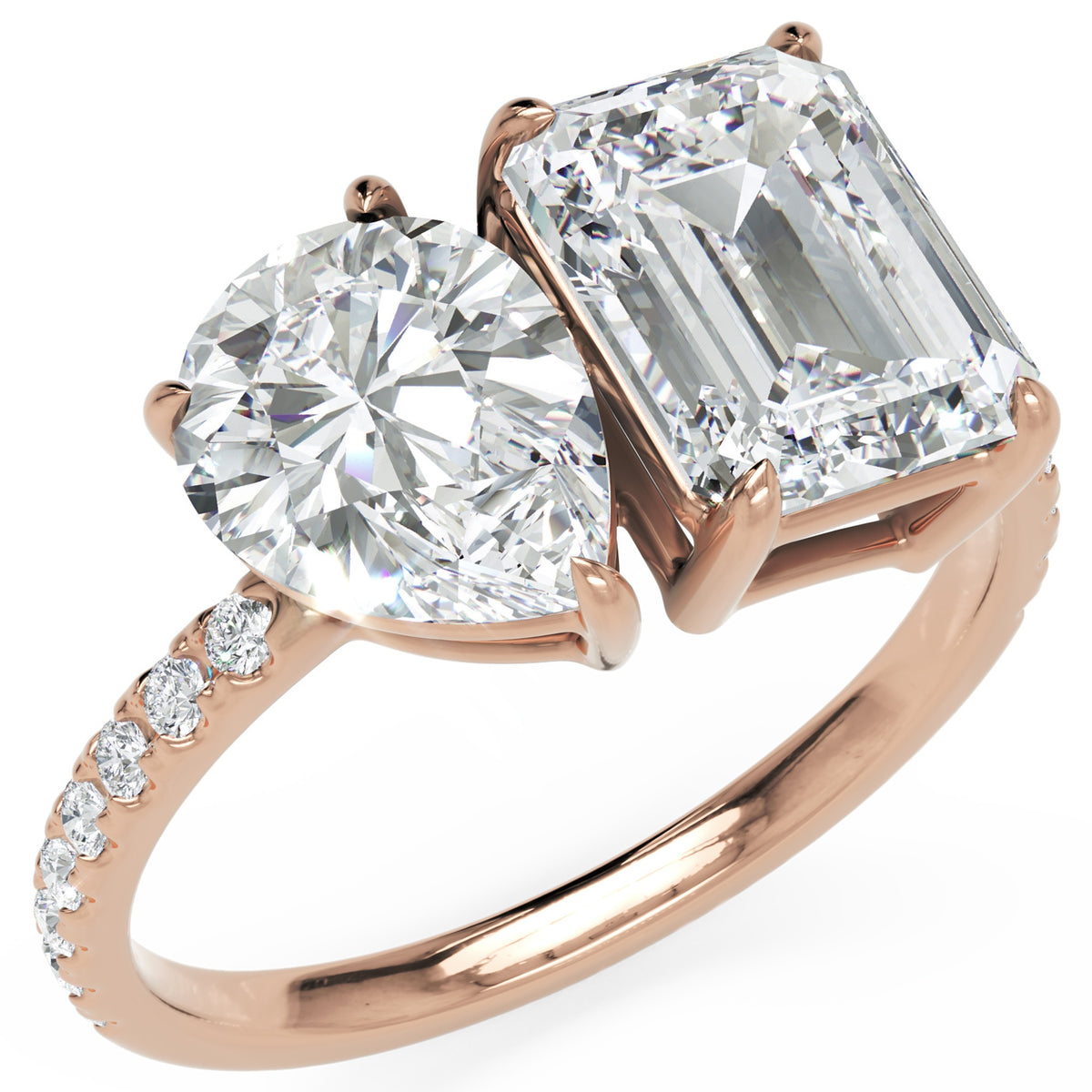 Inel de Logodnă Habsburg din Aur 18k cu Diamant Creat în Laborator Emerald de 2 ct din 18k Aur Roz - Castelo.ro