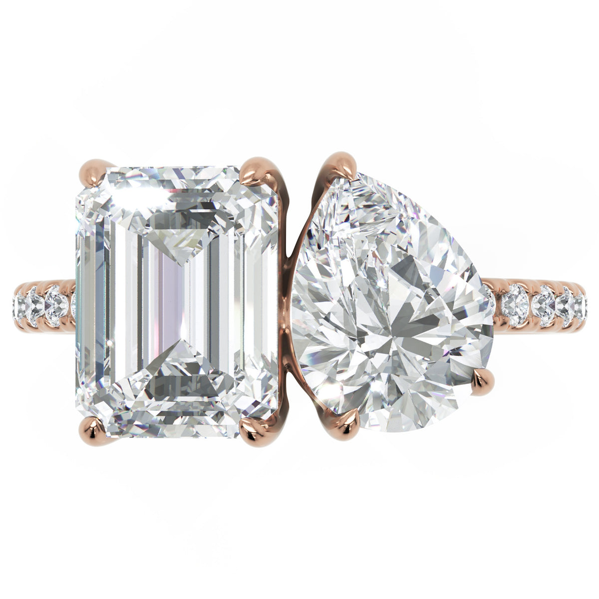 Inel de Logodnă Habsburg din Aur 18k cu Diamant Creat în Laborator Emerald de 2 ct din 18k Aur Roz - Castelo.ro
