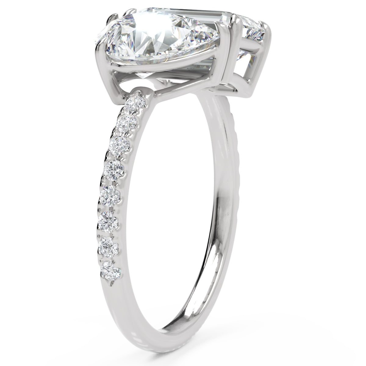Inel de Logodnă Habsburg din Aur 14k cu Moissanite Emerald de 2 ct din 14k Aur Alb - Castelo.ro