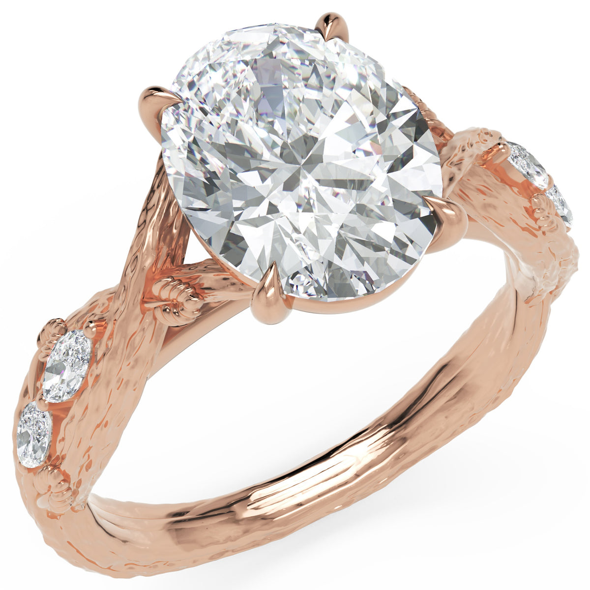 Inel de Logodnă Empress din Aur 18k cu Diamant Natural Oval de 2.5 ct din 18k Aur Roz - Castelo.ro