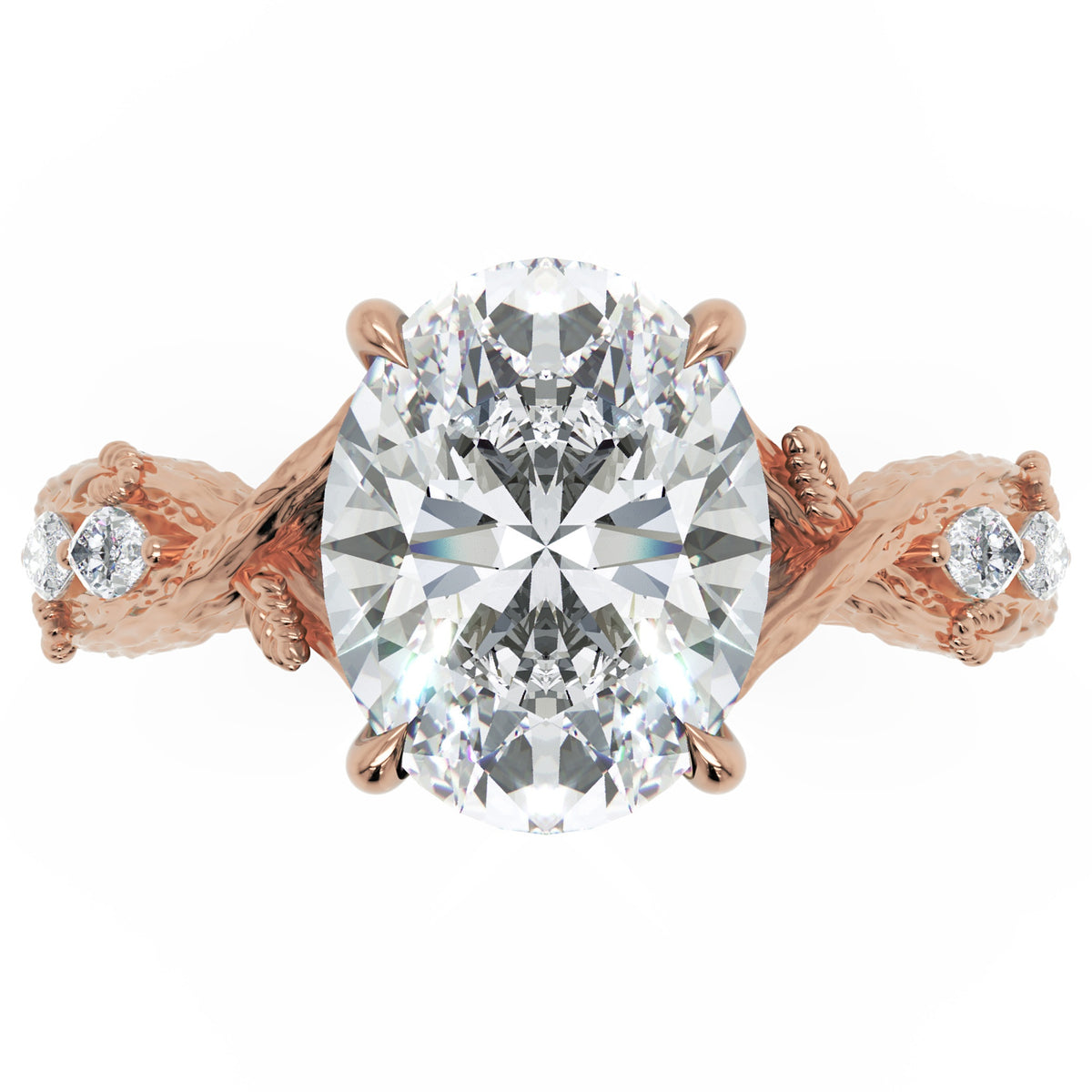 Inel de Logodnă Empress din Aur 18k cu Diamant Natural Oval de 2.5 ct din 18k Aur Roz - Castelo.ro