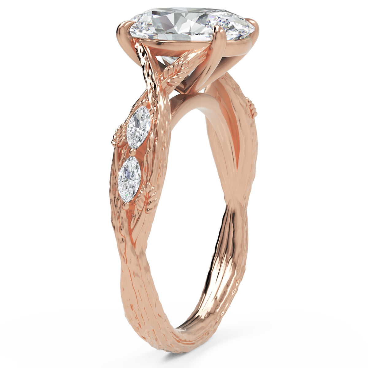 Inel de Logodnă Empress din Aur 14k cu Diamant Natural Oval de 2.5 ct din 14k Aur Roz - Castelo.ro