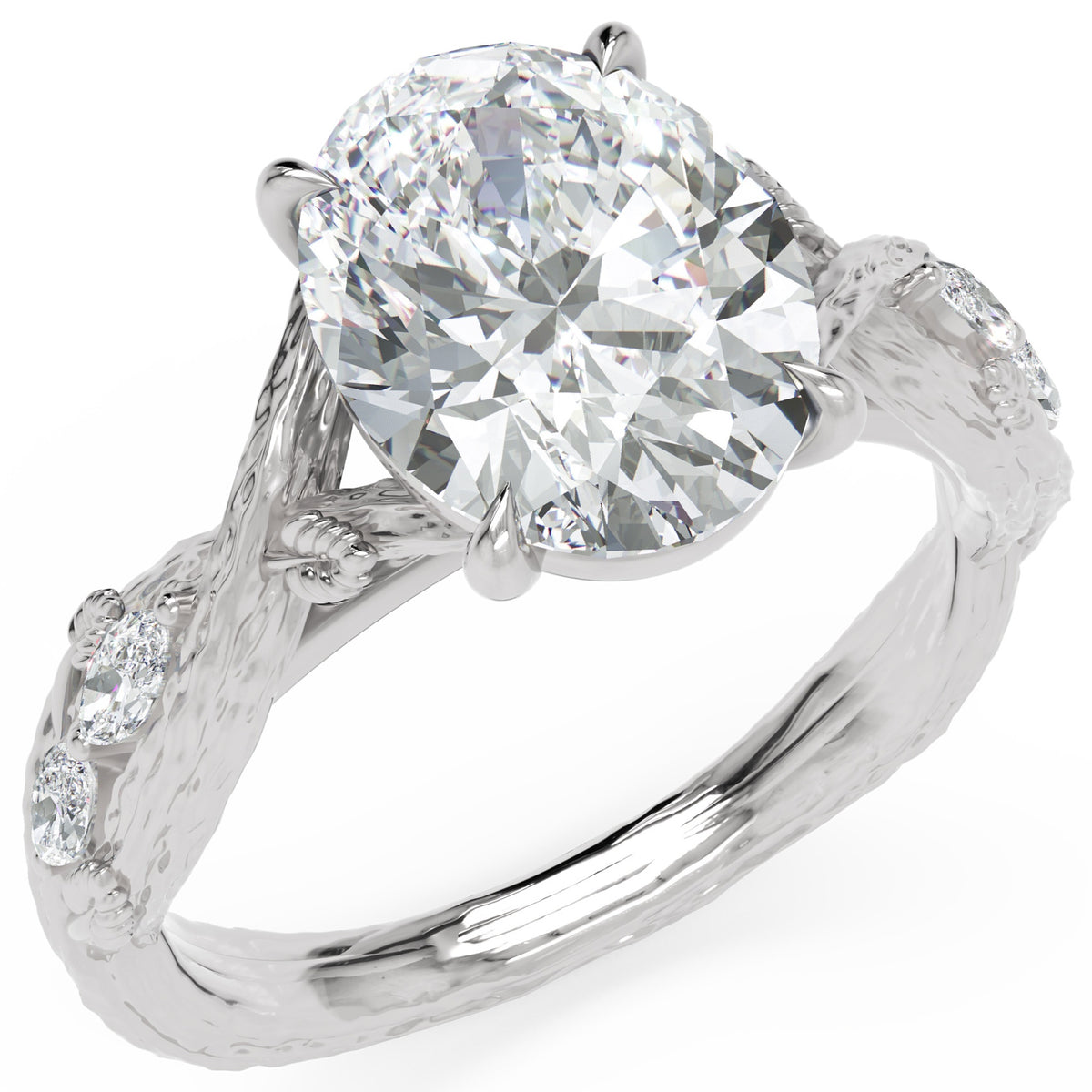 Inel de Logodnă Empress din Aur 18k cu Diamant Natural Oval de 2.5 ct din Platina - Castelo.ro