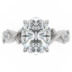 Inel de Logodnă Empress din Aur 14k cu Diamant Natural Oval de 2.5 ct din 14k Aur Alb - Castelo.ro