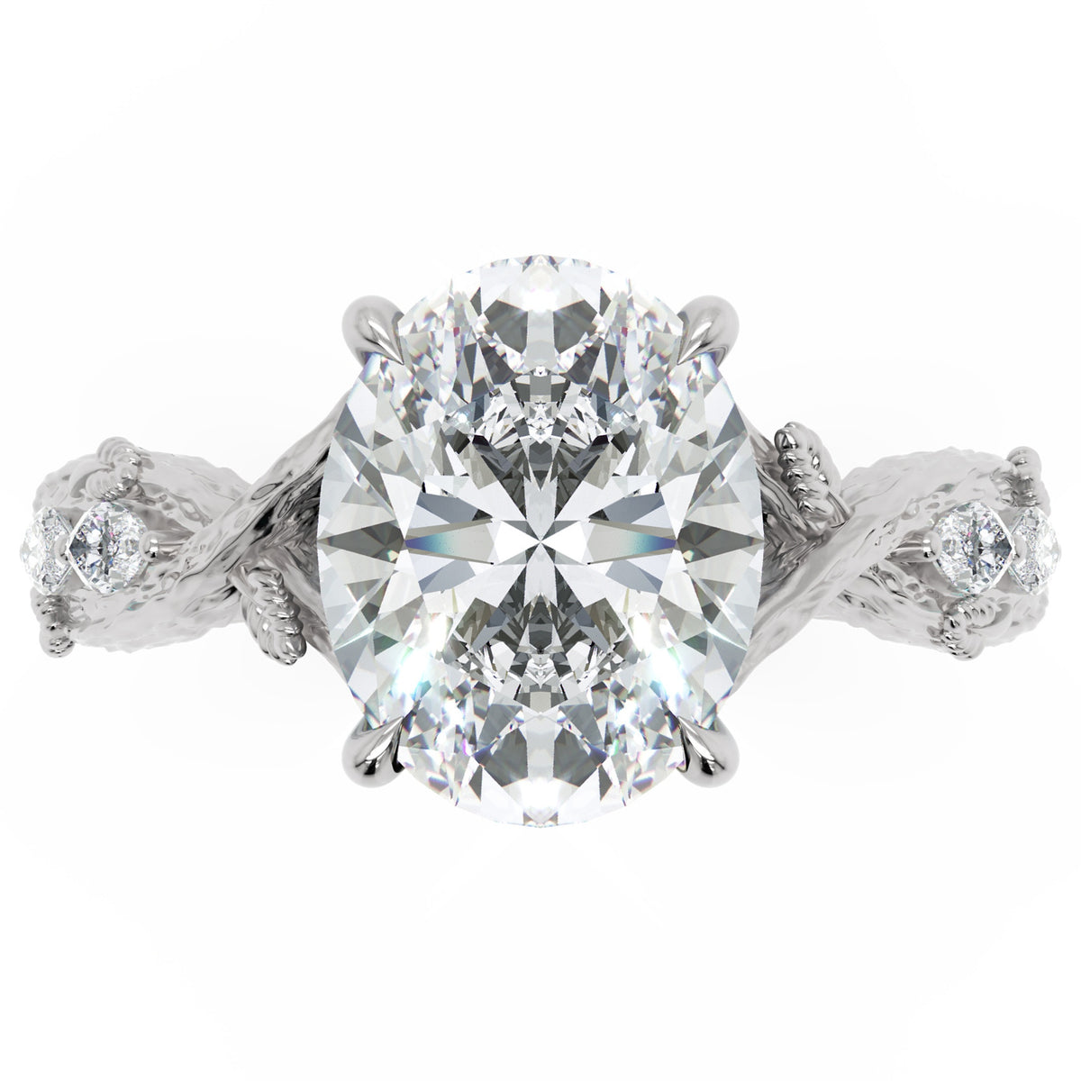 Inel de Logodnă Empress din Aur 18k cu Diamant Natural Oval de 2.5 ct din Platina - Castelo.ro