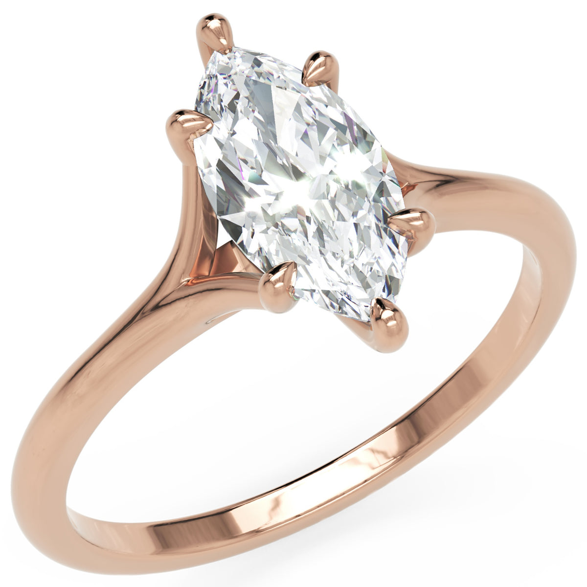 Inel de Logodnă Grimaldi din Aur 14k cu Diamant Natural Marquise de 1 ct din 14k Aur Roz - Castelo.ro