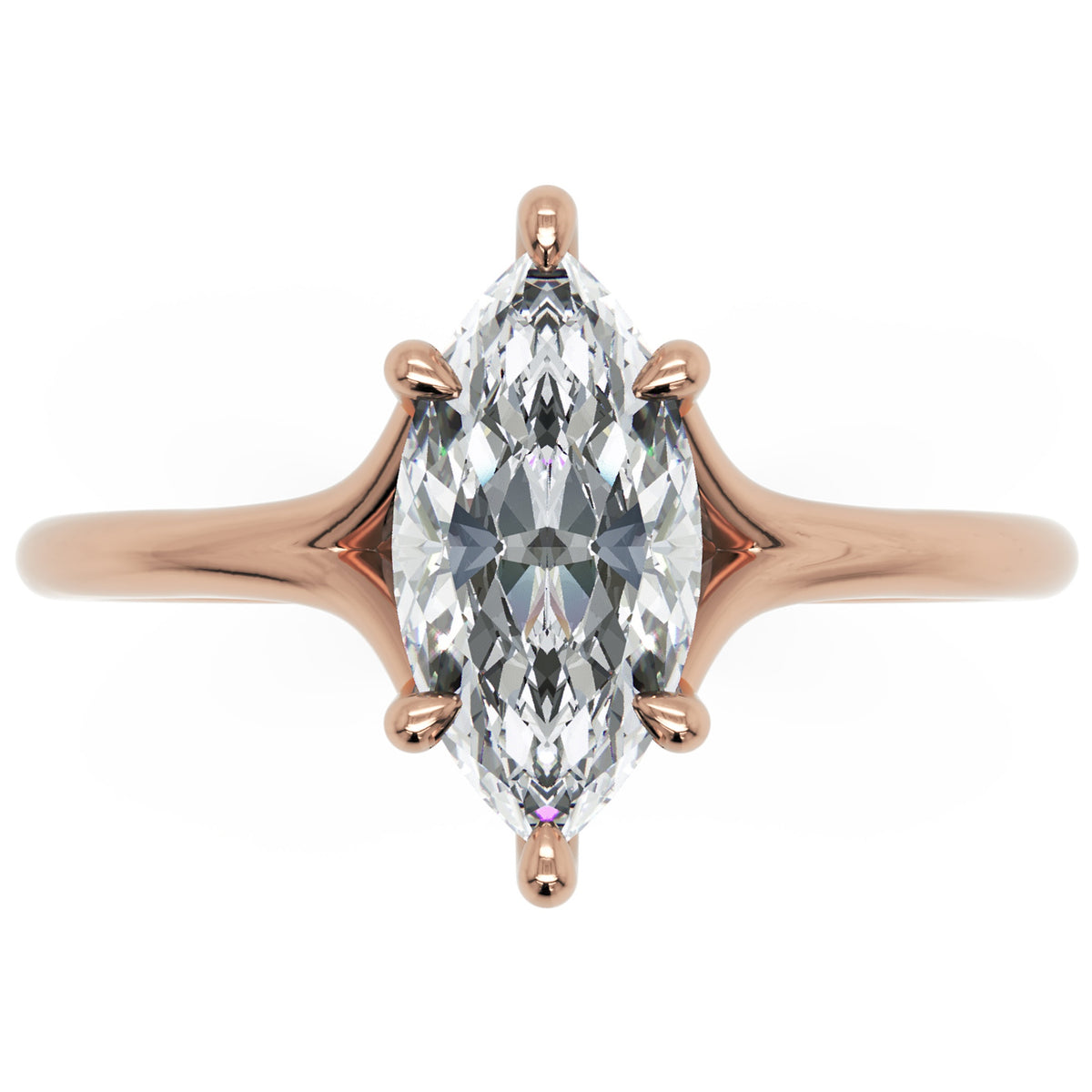 Inel de Logodnă Grimaldi din Aur 14k cu Diamant Creat în Laborator Marquise de 1 ct din 14k Aur Roz - Castelo.ro