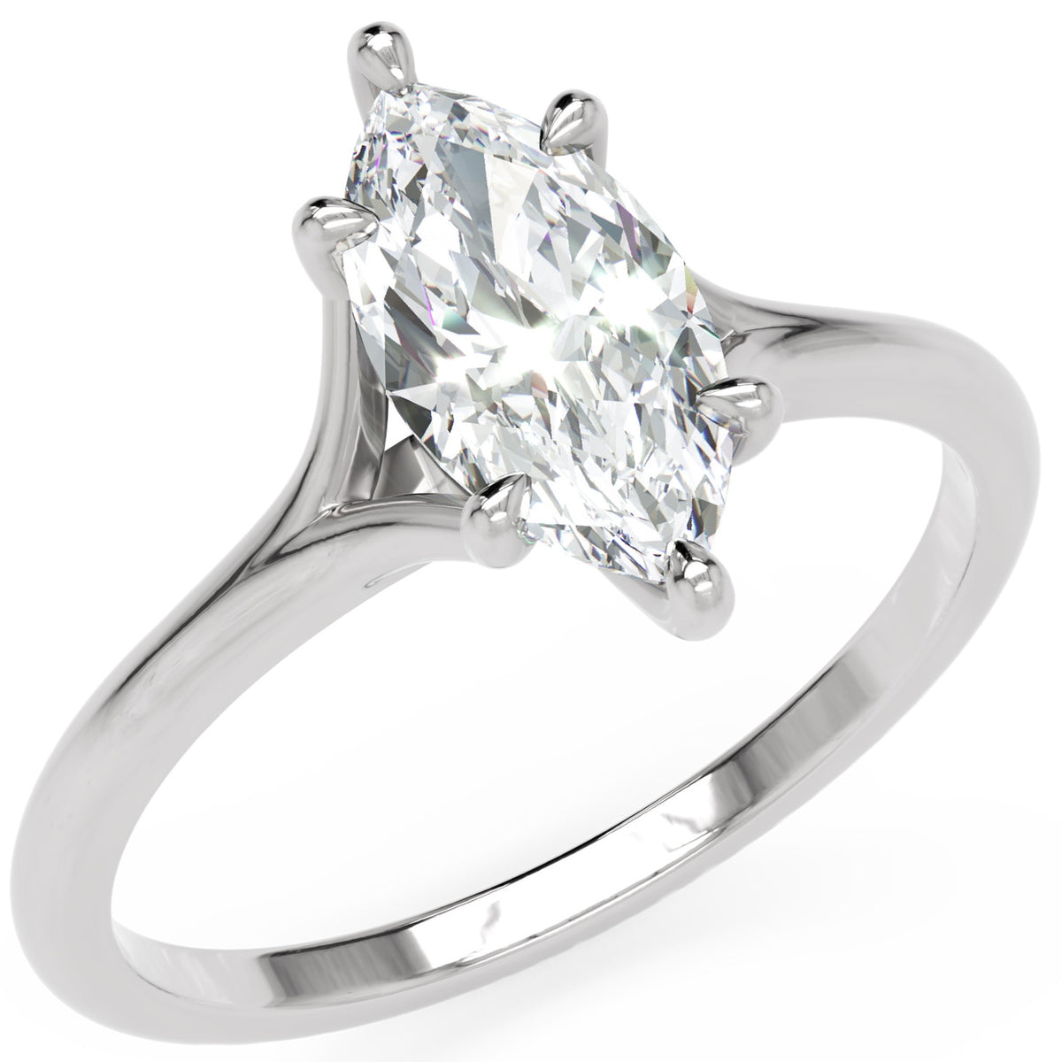 Inel de Logodnă Grimaldi din Aur 14k cu Moissanite Marquise de 1 ct din 14k Aur Alb - Castelo.ro
