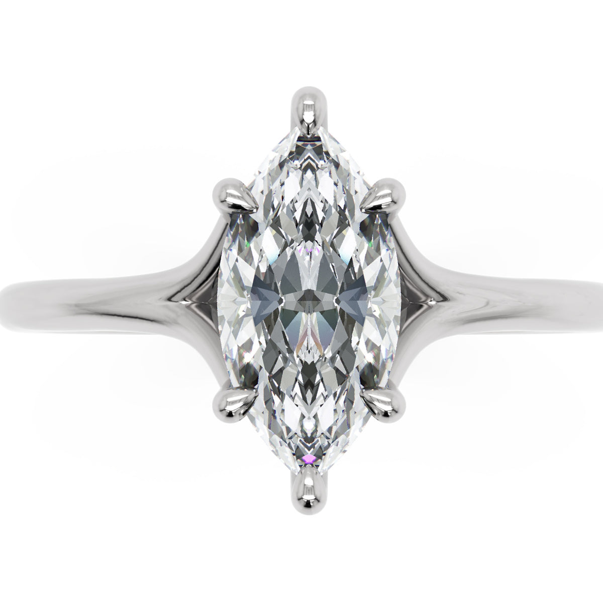 Inel de Logodnă Grimaldi din Aur 18k cu Moissanite Marquise de 1 ct din Platina - Castelo.ro