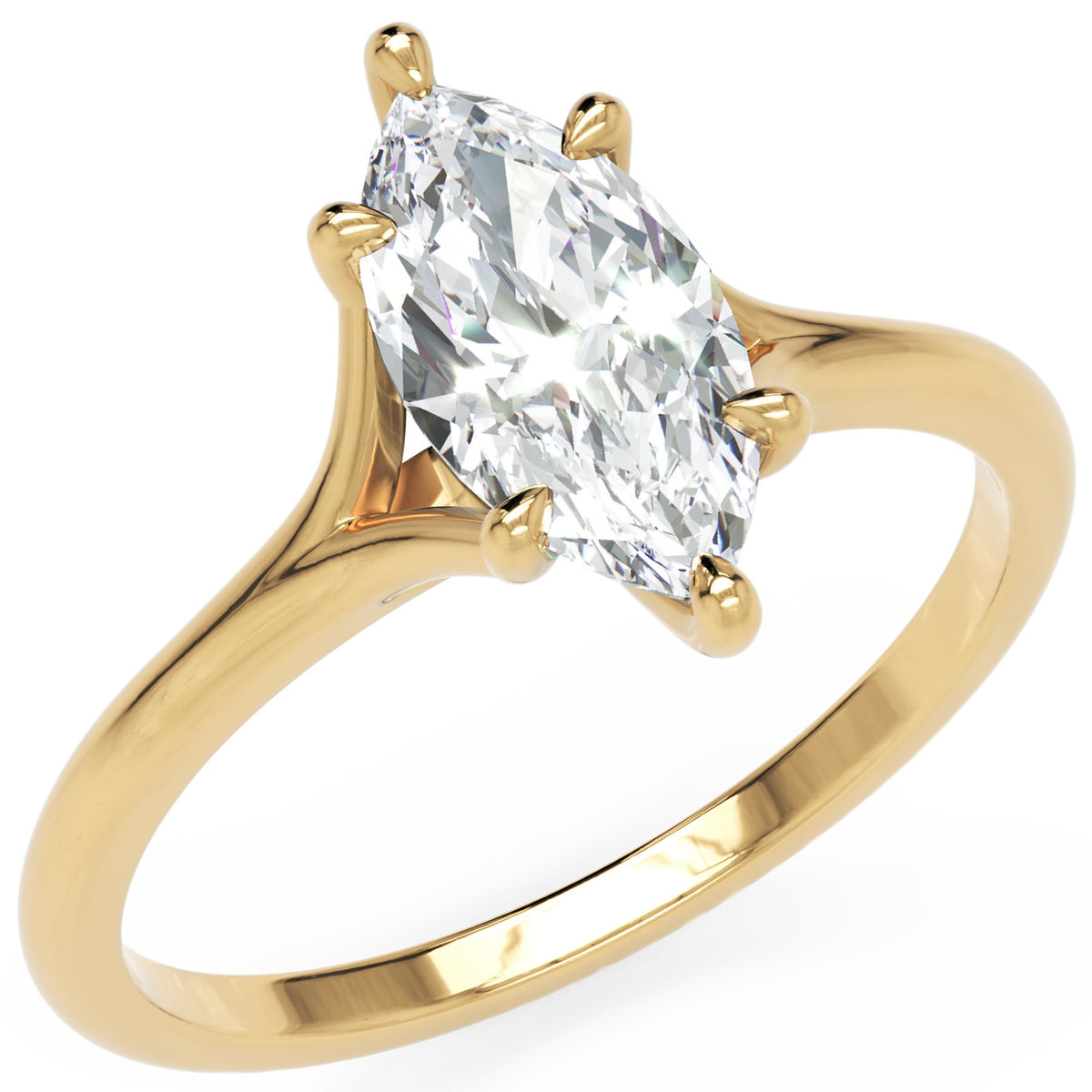 Inel de Logodnă Grimaldi din Aur 14k cu Diamant Natural Marquise de 1 ct din 14k Aur Galben - Castelo.ro