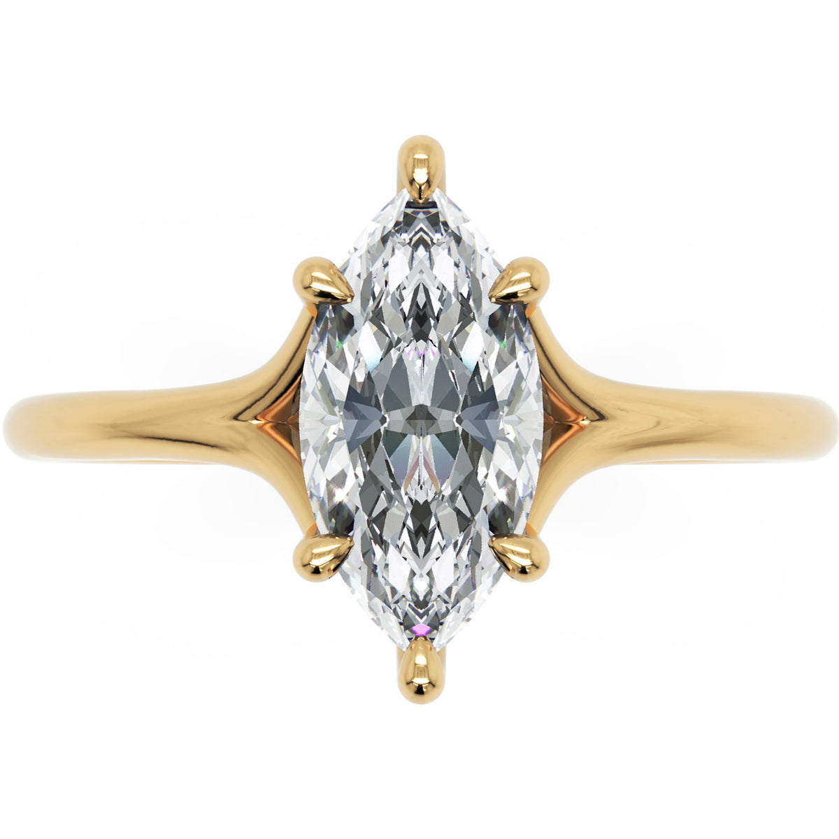 Inel de Logodnă Grimaldi din Aur 18k cu Diamant Creat în Laborator Marquise de 1 ct din 18k Aur Galben - Castelo.ro
