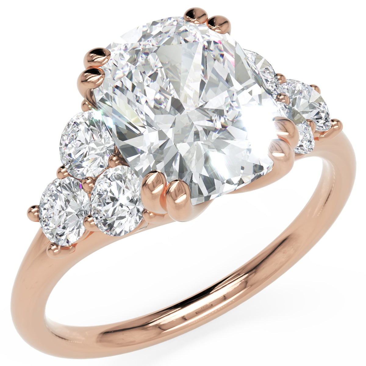 Inel de Logodnă Romanov din Aur 14k cu Moissanite Cushion de 3 ct din 14k Aur Roz - Castelo.ro