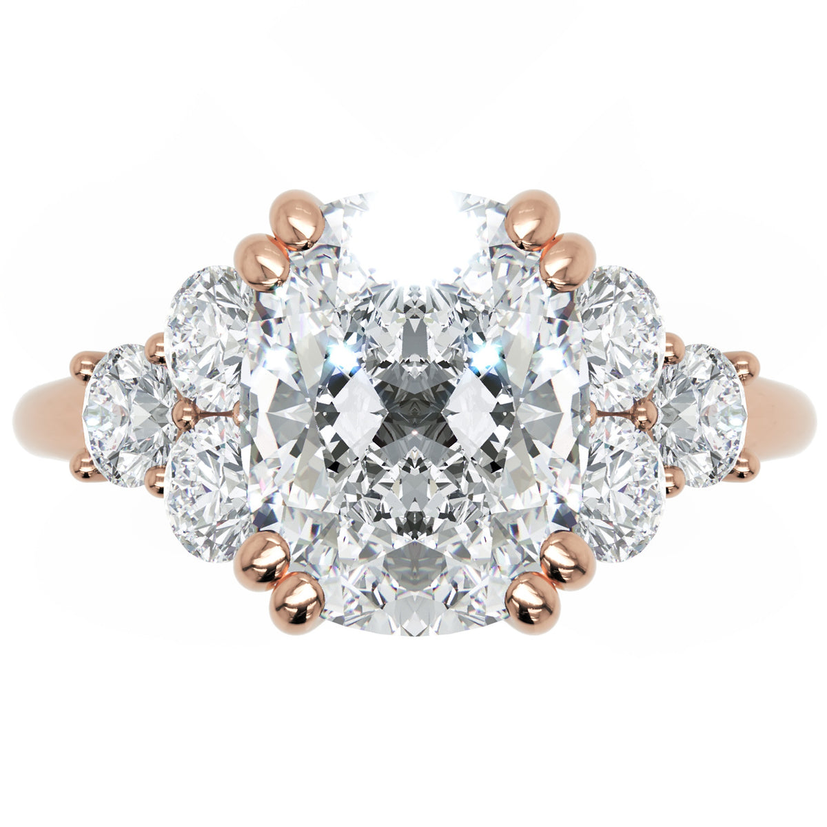 Inel de Logodnă Romanov din Aur 14k cu Diamant Creat în Laborator Cushion de 3 ct din 14k Aur Roz - Castelo.ro