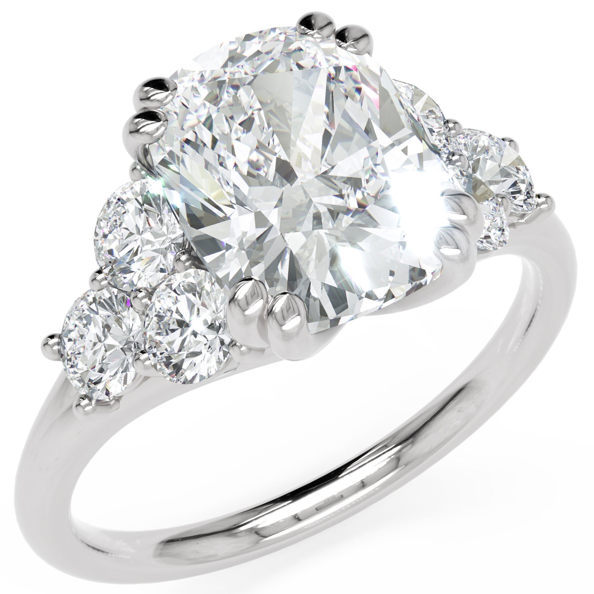 Inel de Logodnă Romanov din Aur 18k cu Moissanite Cushion de 3 ct din Platina - Castelo.ro