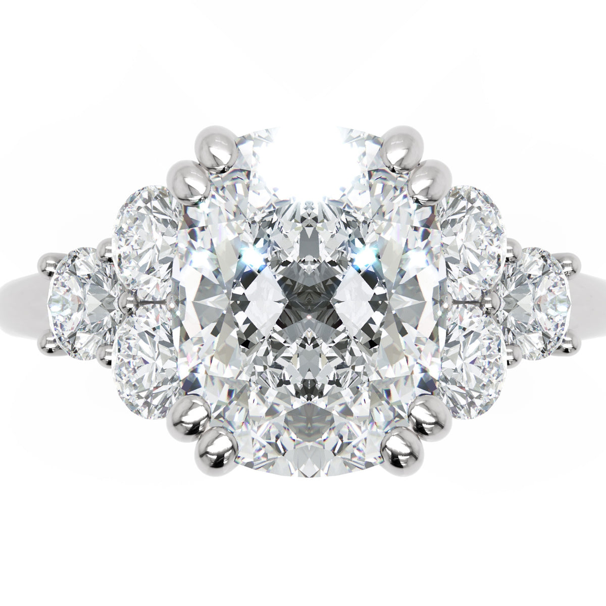 Inel de Logodnă Romanov din Aur 14k cu Diamant Creat în Laborator Cushion de 3 ct din 14k Aur Alb - Castelo.ro