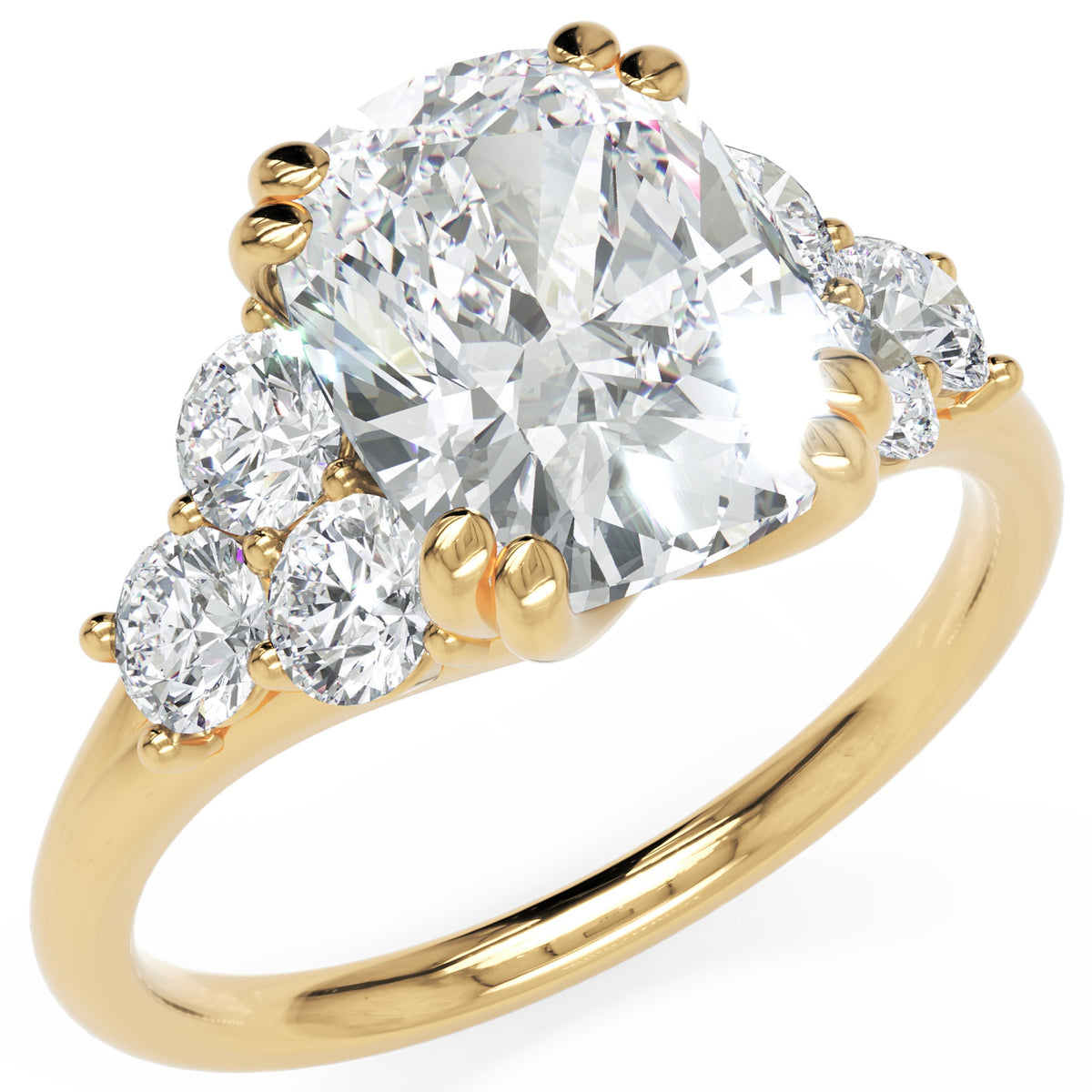 Inel de Logodnă Romanov din Aur 18k cu Diamant Creat în Laborator Cushion de 3 ct din 18k Aur Galben - Castelo.ro