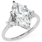 Inel de Logodnă Sandringham din Aur 14k cu Diamant Creat în Laborator Marquise de 2 ct din 14k Aur Alb - Castelo.ro