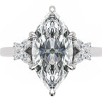 Inel de Logodnă Sandringham din Aur 14k cu Diamant Creat în Laborator Marquise de 2 ct din 14k Aur Alb - Castelo.ro