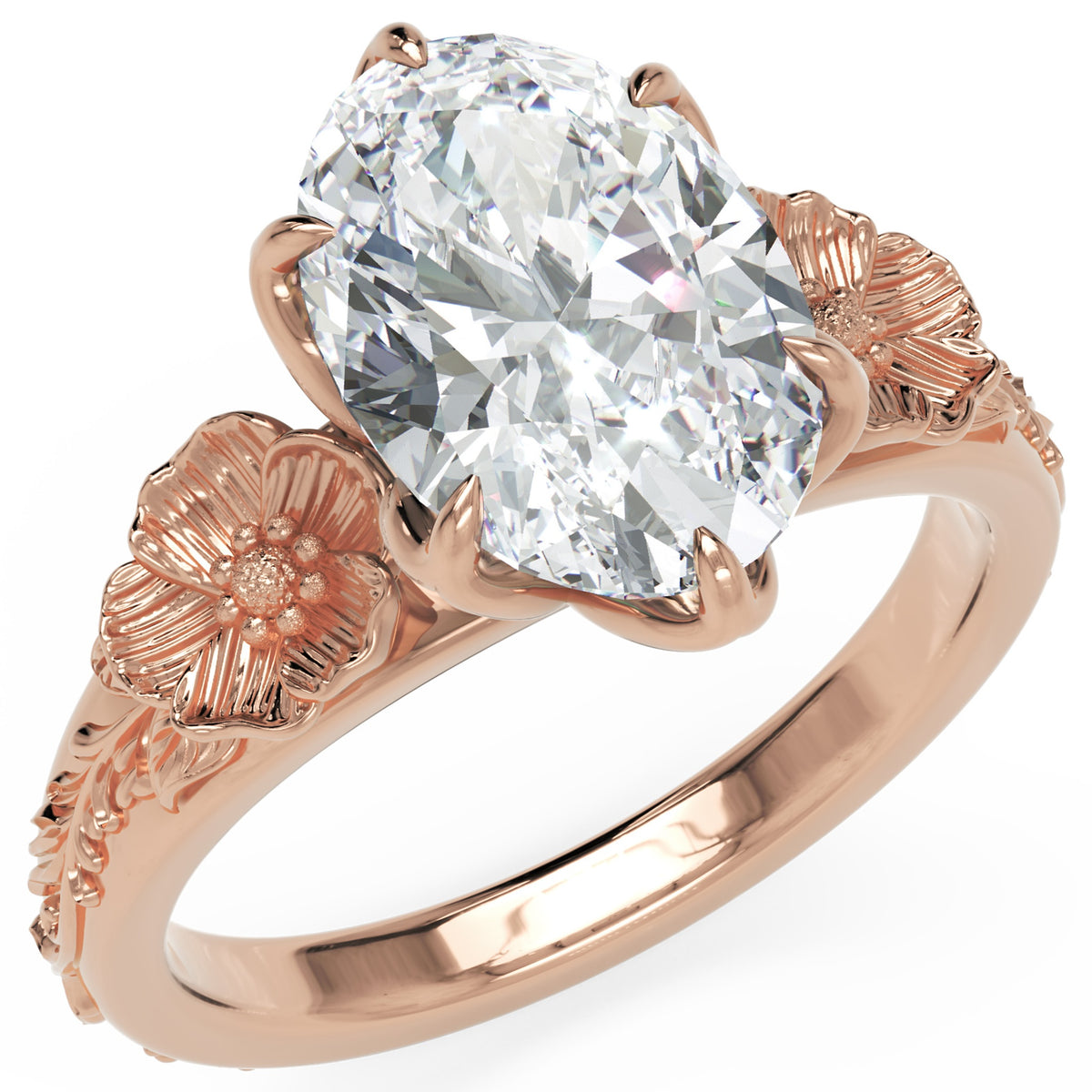 Inel de Logodnă Schönbrunn din Aur 14k cu Diamant Creat în Laborator Oval de 2 ct din 14k Aur Roz - Castelo.ro
