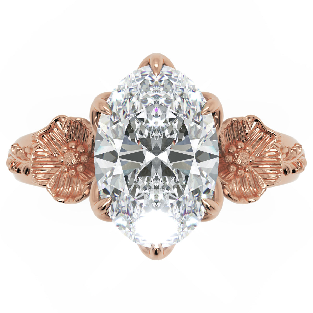 Inel de Logodnă Schönbrunn din Aur 14k cu Diamant Natural Oval de 2 ct din 14k Aur Roz - Castelo.ro