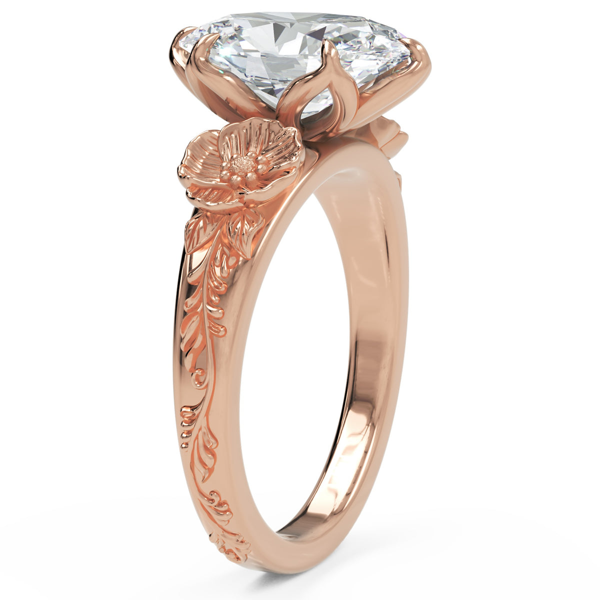 Inel de Logodnă Schönbrunn din Aur 18k cu Moissanite Oval de 2 ct din 18k Aur Roz - Castelo.ro