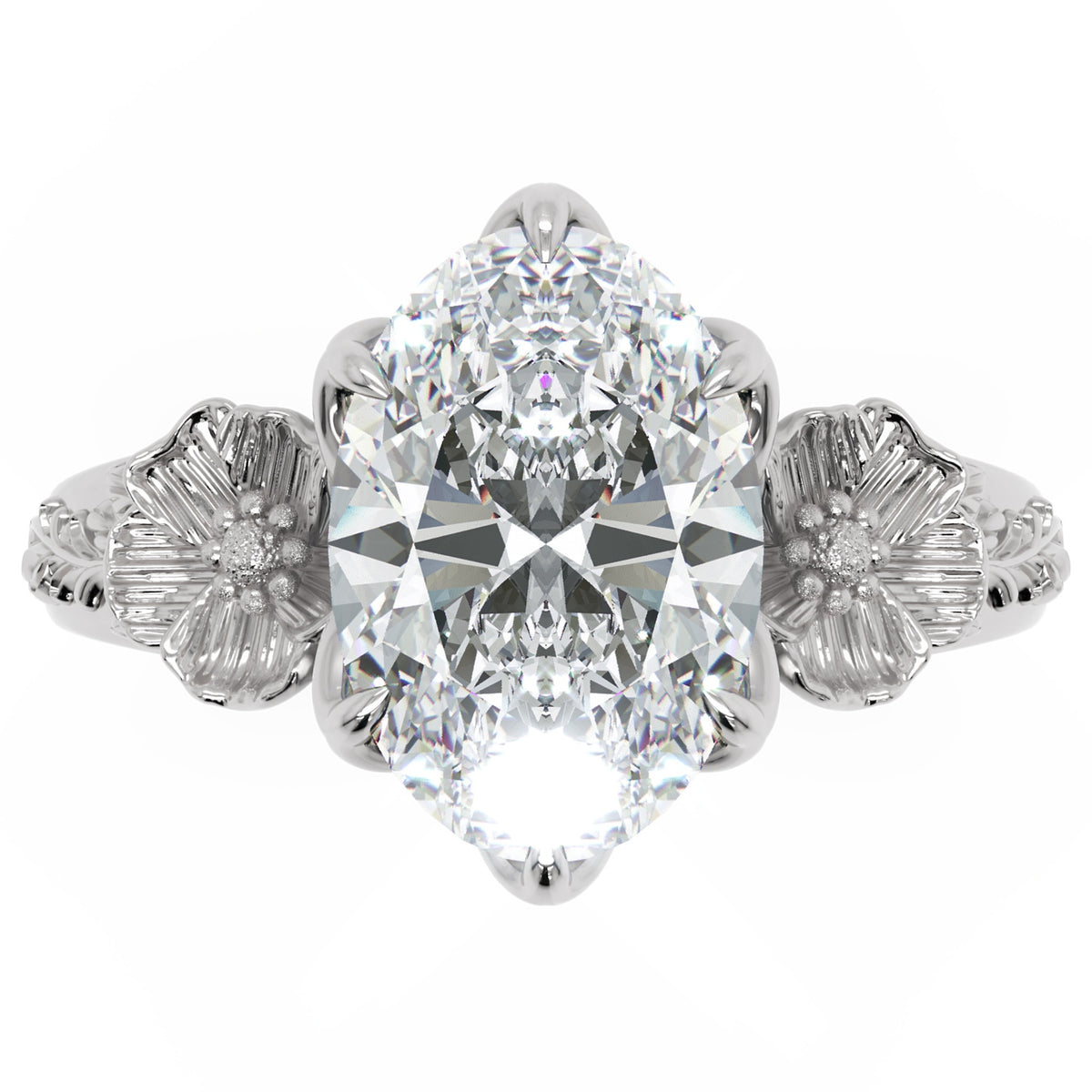 Inel de Logodnă Schönbrunn din Aur 14k cu Diamant Creat în Laborator Oval de 2 ct din 14k Aur Alb - Castelo.ro