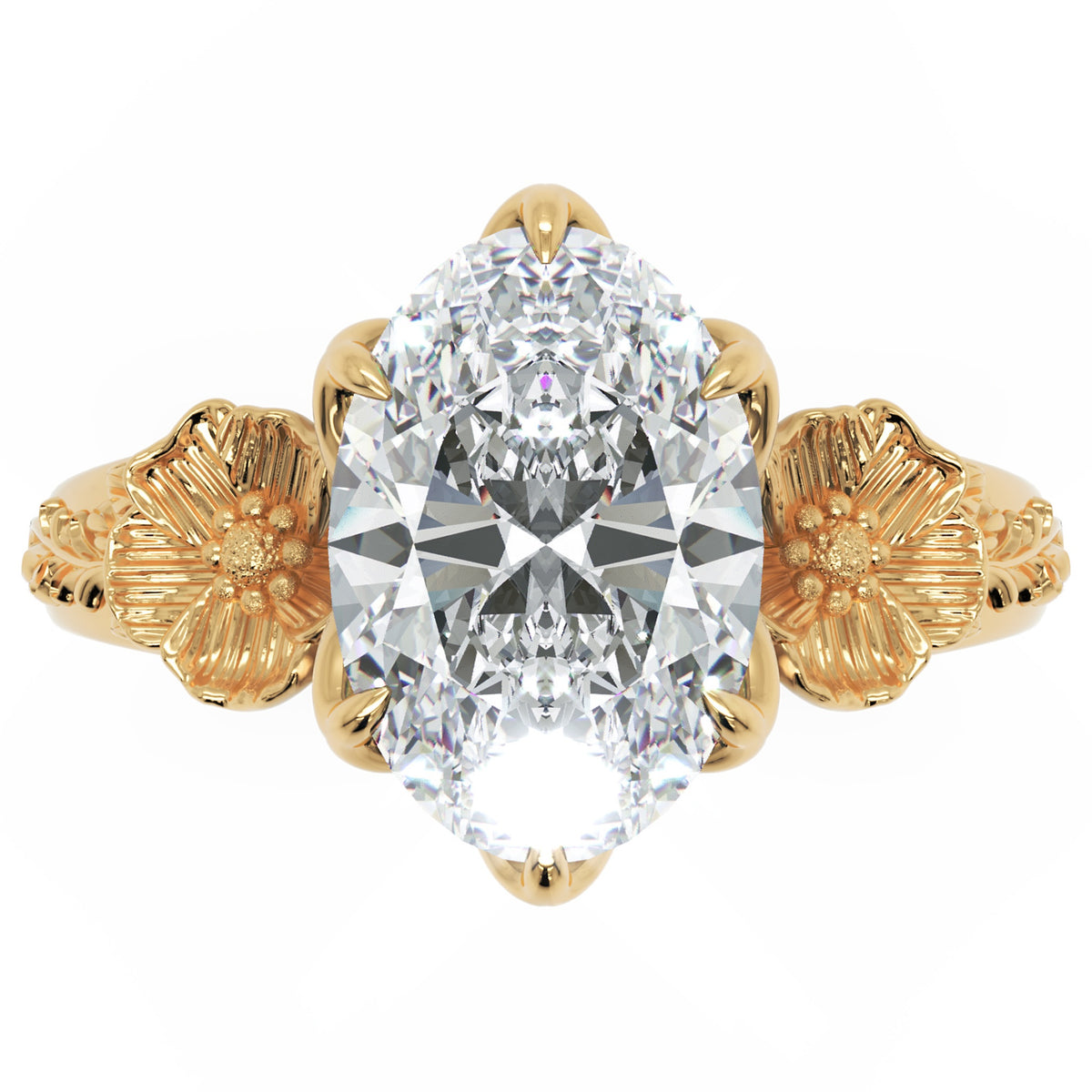 Inel de Logodnă Schönbrunn din Aur 14k cu Diamant Natural Oval de 2 ct din 14k Aur Galben - Castelo.ro