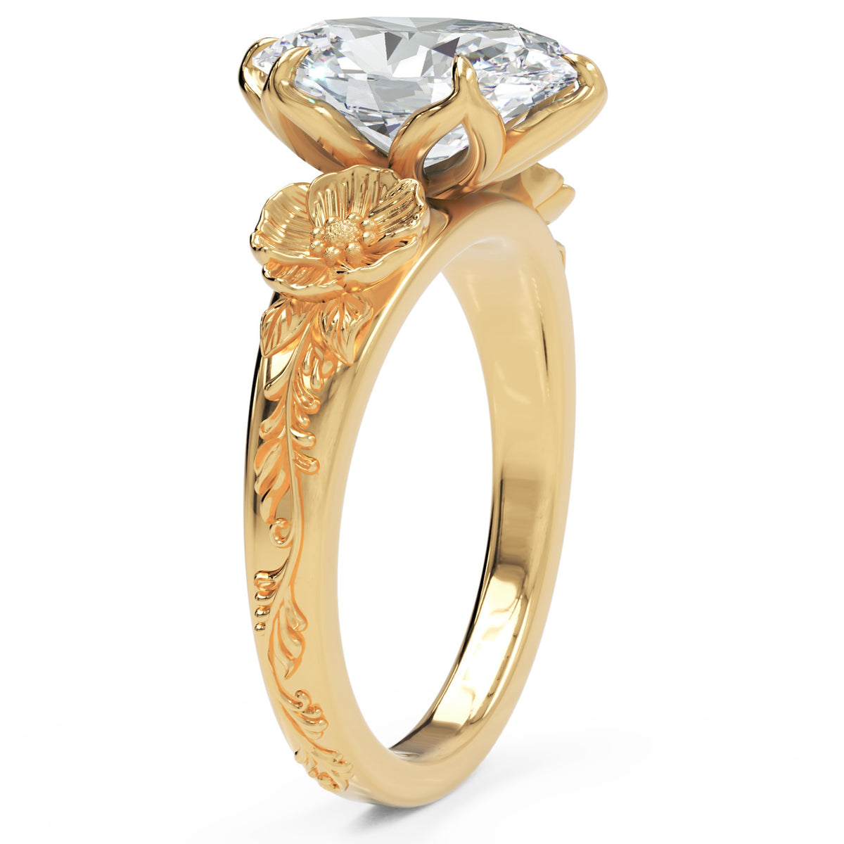 Inel de Logodnă Schönbrunn din Aur 18k cu Moissanite Oval de 2 ct din 18k Aur Galben - Castelo.ro