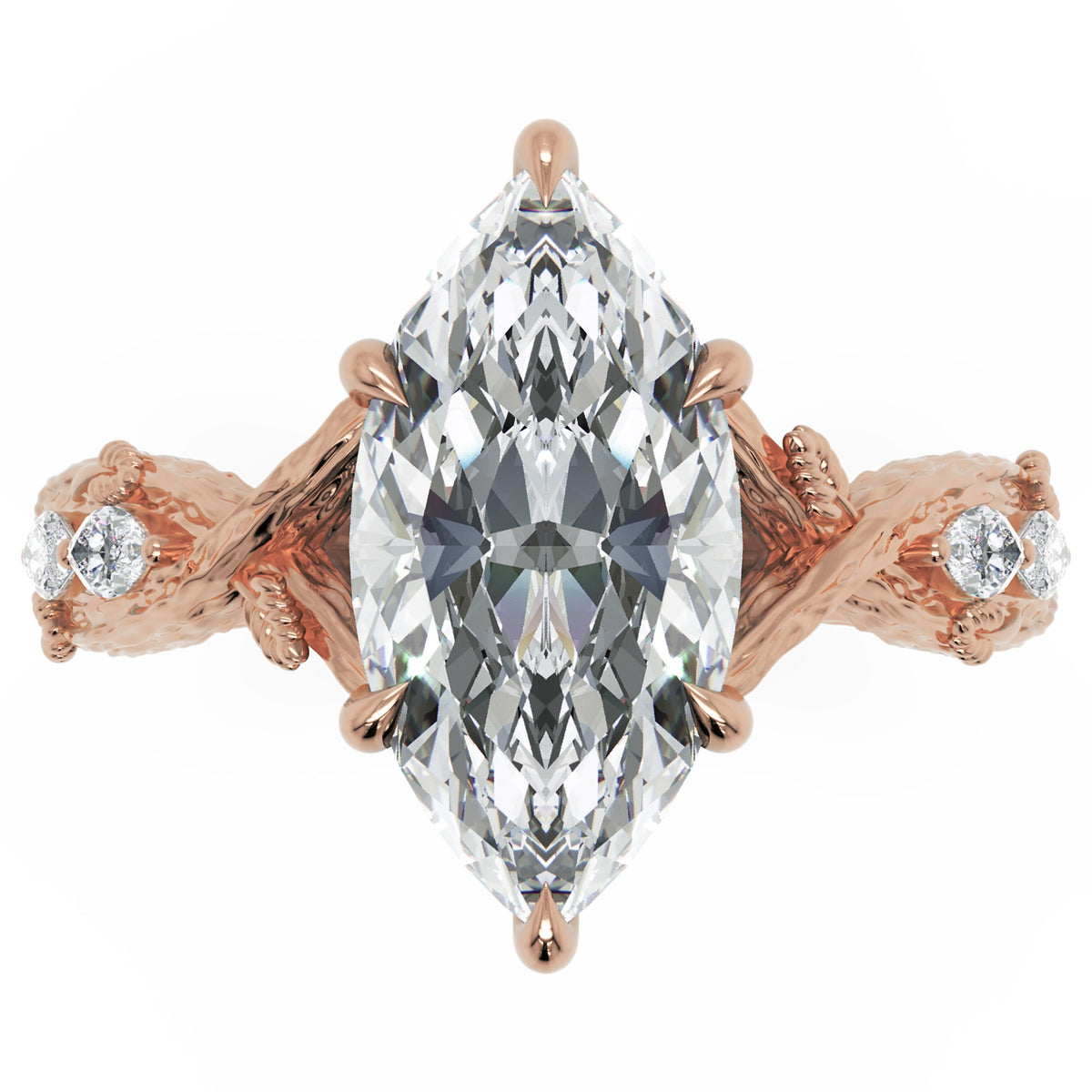 Inel de Logodnă Monarch din Aur 14k cu Diamant Natural Marquise de 2.5 ct din 14k Aur Roz - Castelo.ro