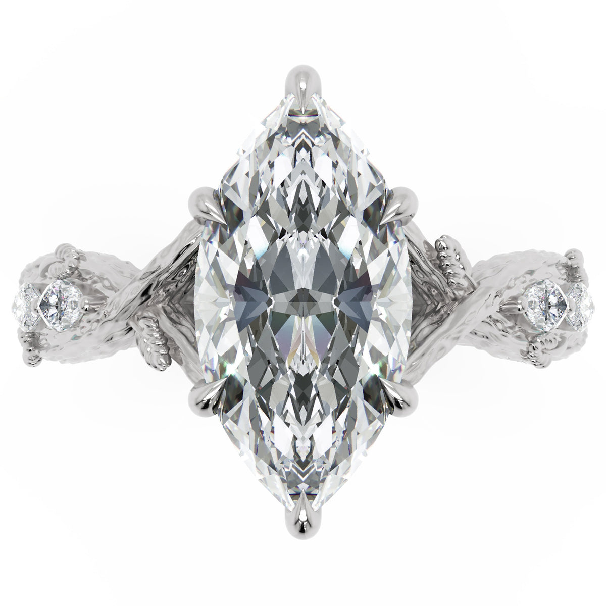 Inel de Logodnă Monarch din Aur 18k cu Diamant Natural Marquise de 2.5 ct din Platina - Castelo.ro