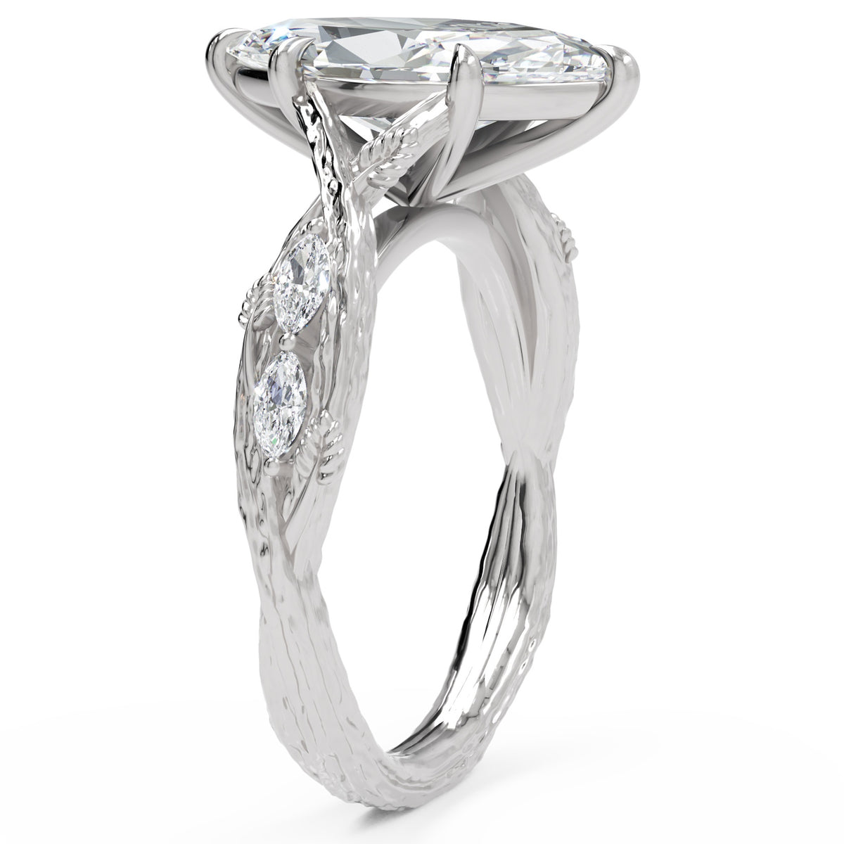 Inel de Logodnă Monarch din Aur 18k cu Diamant Natural Marquise de 2.5 ct din Platina - Castelo.ro