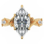 Inel de Logodnă Monarch din Aur 14k cu Diamant Natural Marquise de 2.5 ct din 14k Aur Galben - Castelo.ro