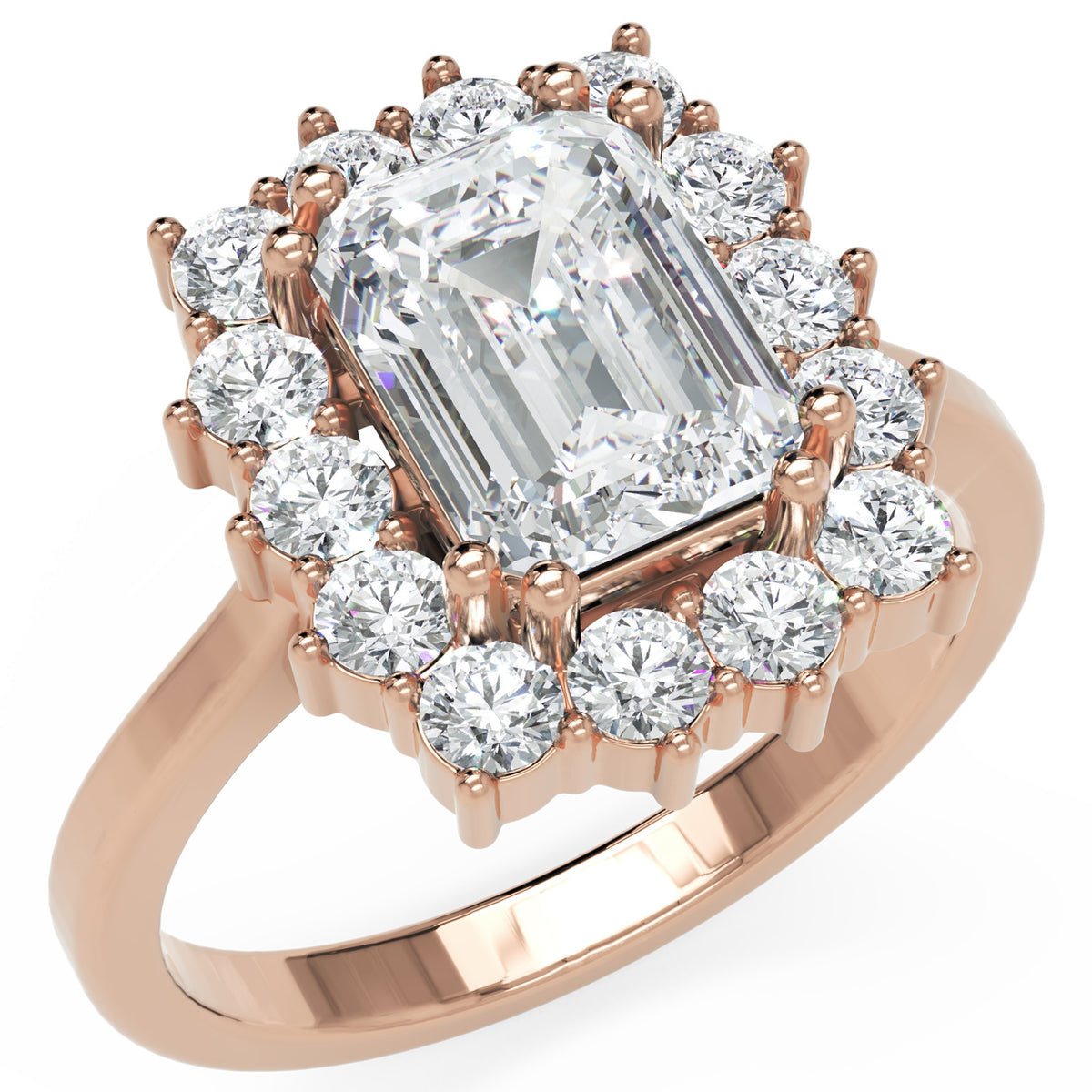 Inel de Logodnă Vanderbilt din Aur 18k cu Diamant Creat în Laborator Emerald de 2 ct din 18k Aur Roz - Castelo.ro