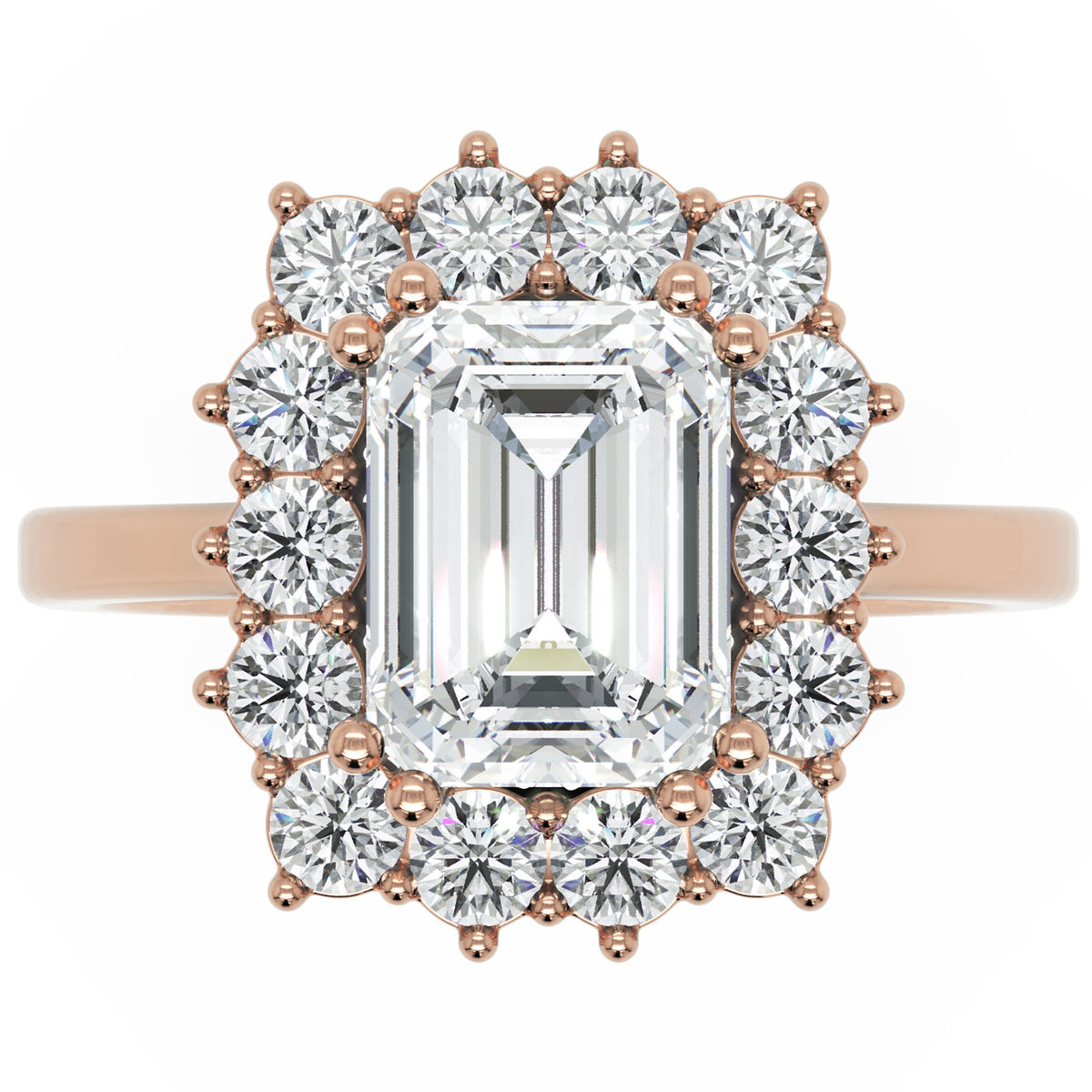 Inel de Logodnă Vanderbilt din Aur 14k cu Diamant Natural Emerald de 2 ct din 14k Aur Roz - Castelo.ro