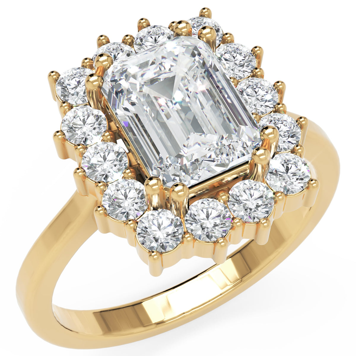 Inel de Logodnă Vanderbilt din Aur 14k cu Diamant Creat în Laborator Emerald de 2 ct din 14k Aur Galben - Castelo.ro