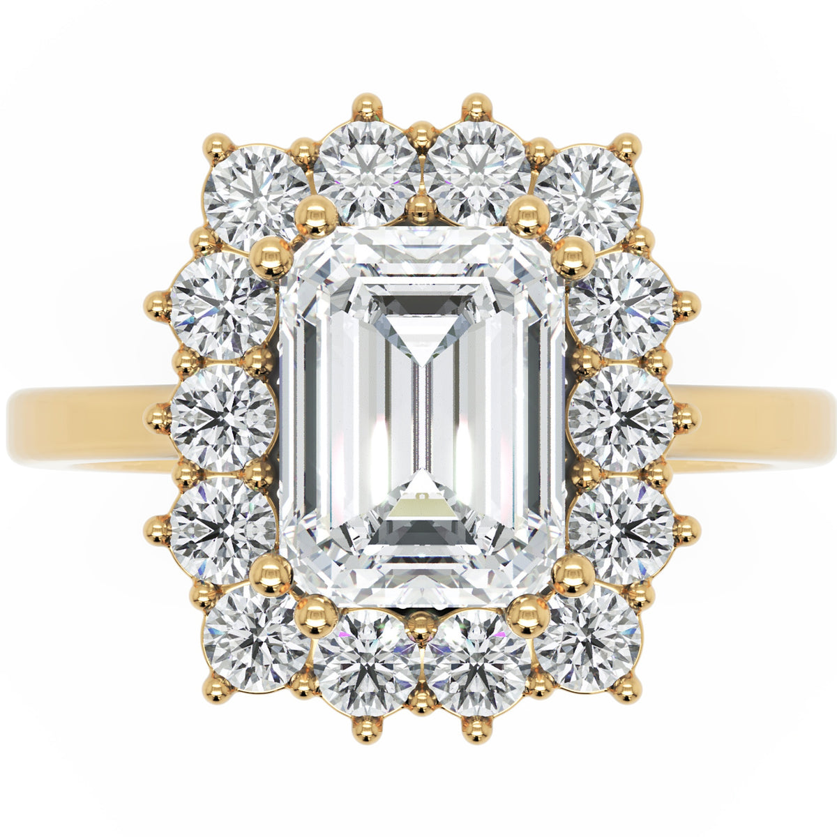 Inel de Logodnă Vanderbilt din Aur 14k cu Diamant Creat în Laborator Emerald de 2 ct din 14k Aur Galben - Castelo.ro