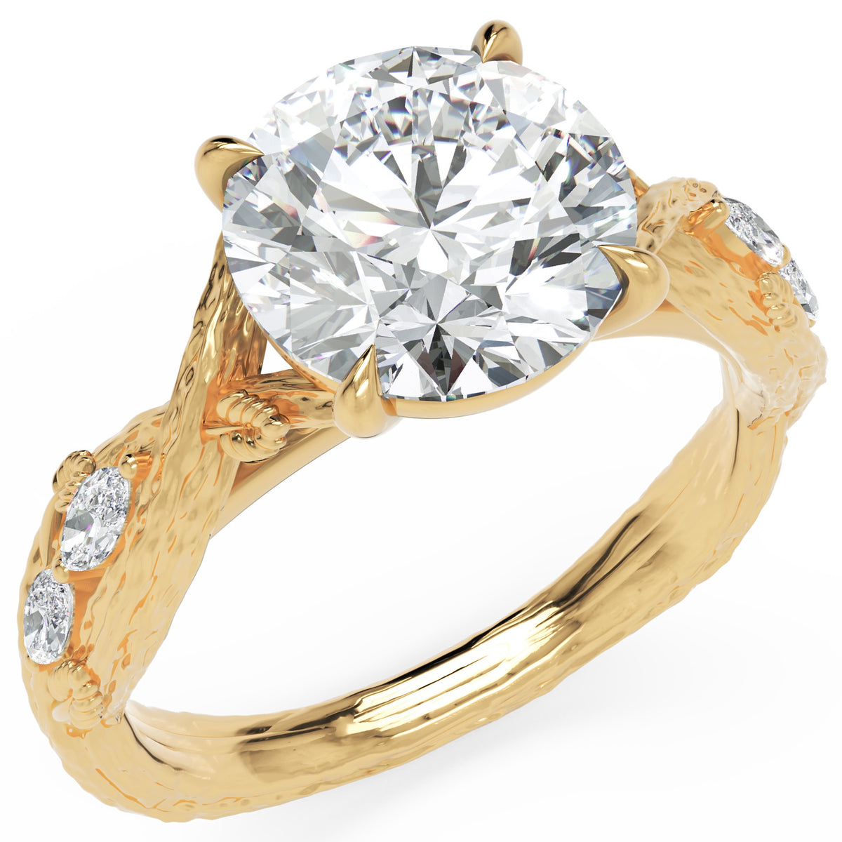 Inel de Logodnă Wittelsbach din Aur 18k cu Diamant Creat în Laborator Round de 2.5 ct din 18k Aur Galben - Castelo.ro