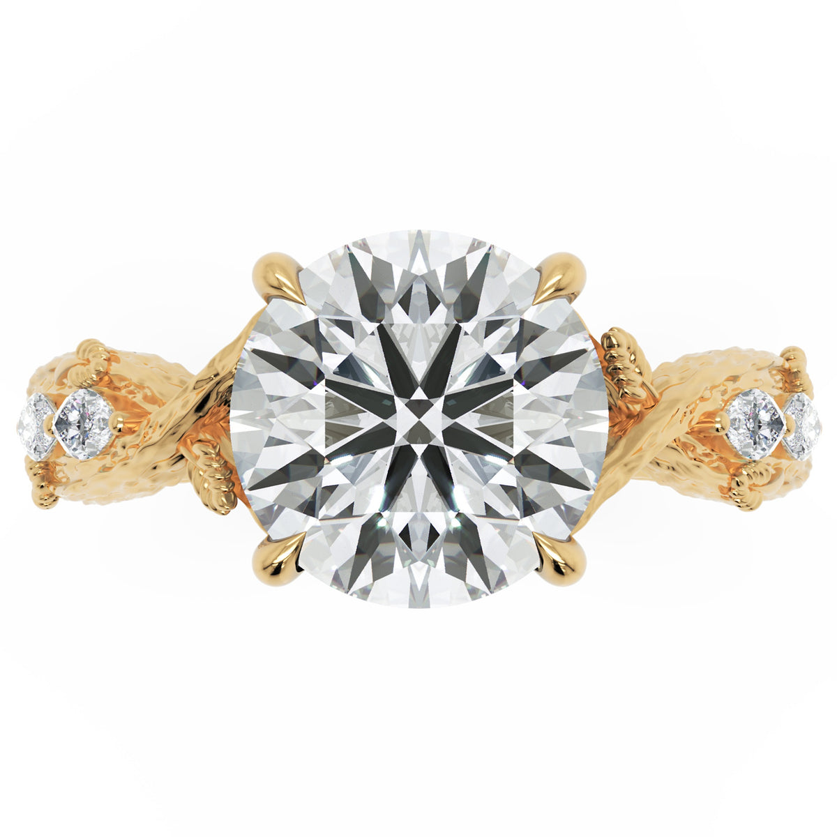 Inel de Logodnă Wittelsbach din Aur 14k cu Diamant Natural Round de 2.5 ct din 14k Aur Galben - Castelo.ro
