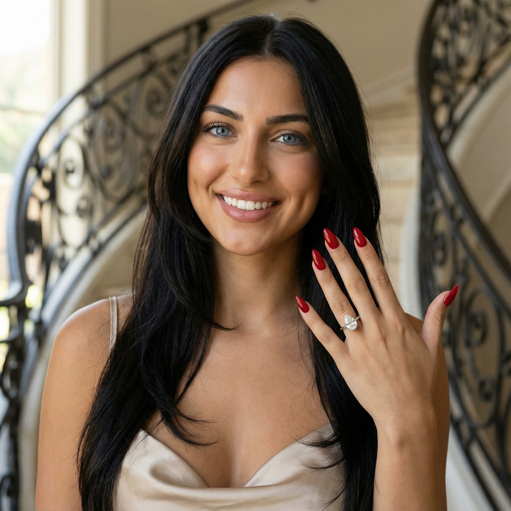 Inel de Logodnă Solitaire din Aur 18k cu Moissanite Pară de 1.87 ct din Platina - Castelo.ro