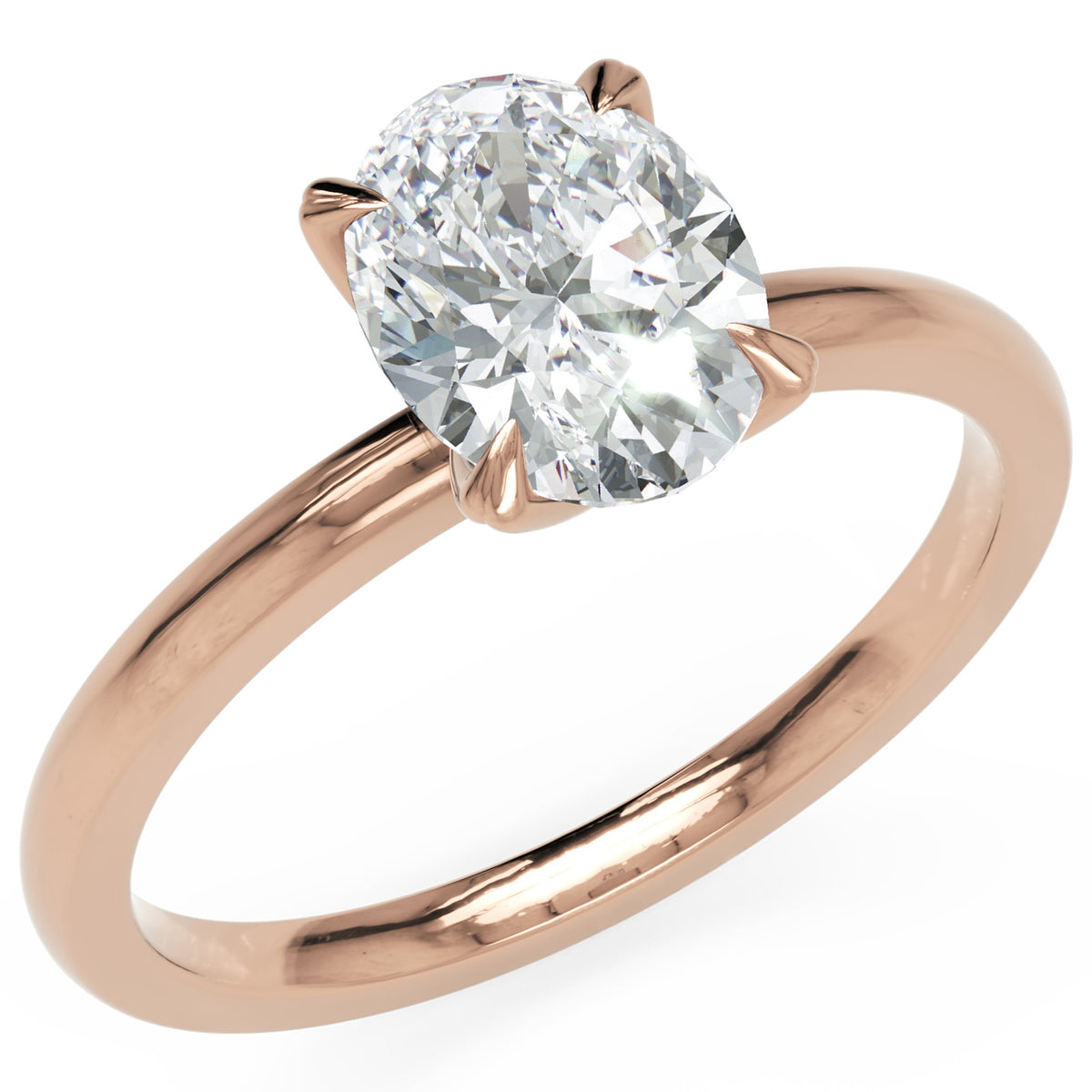 Inel de Logodnă Knightsbridge din Aur 18k cu Moissanite Oval de 1 ct din 18k Aur Roz - Castelo.ro