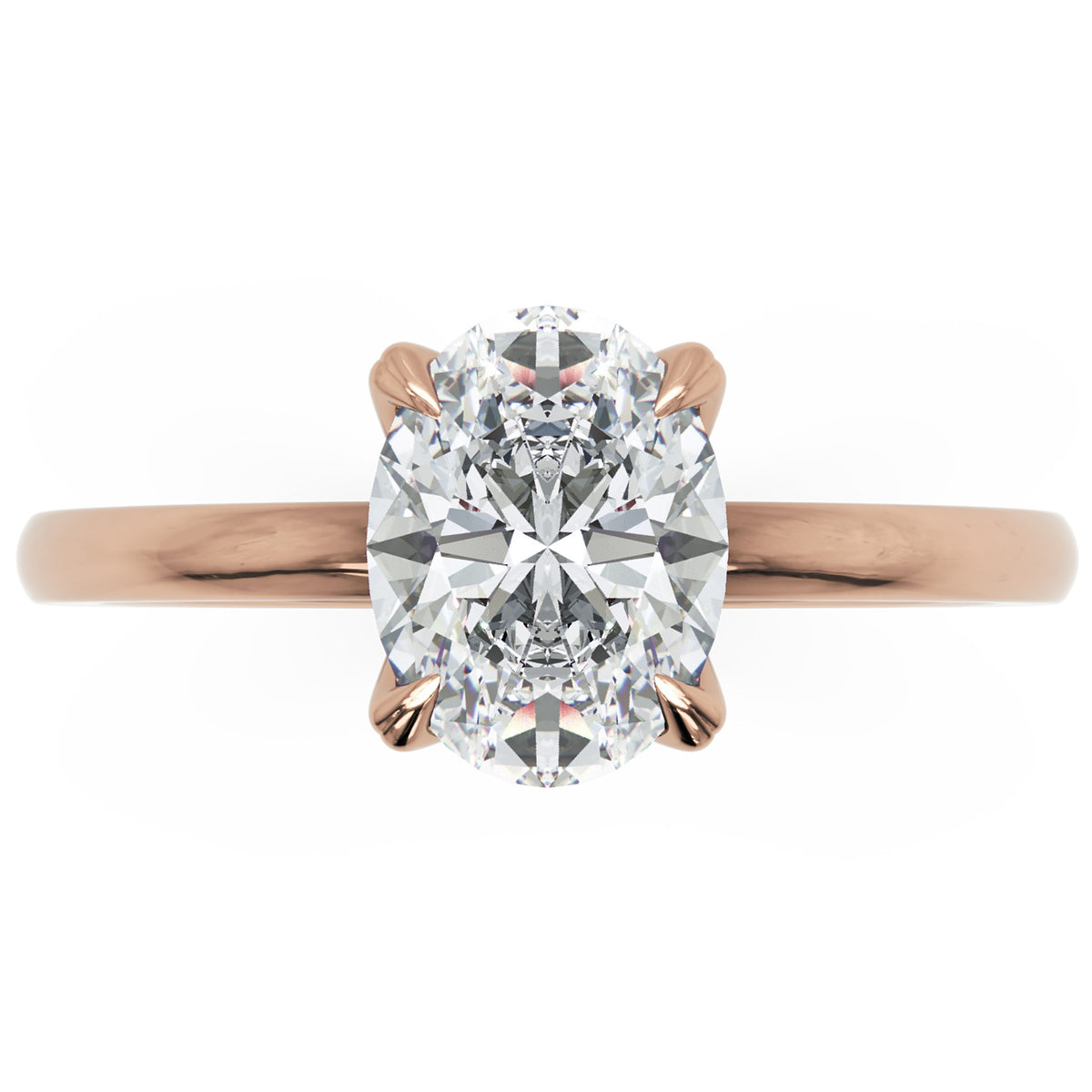 Inel de Logodnă Knightsbridge din Aur 14k cu Diamant Creat în Laborator Oval de 1 ct din 14k Aur Roz - Castelo.ro