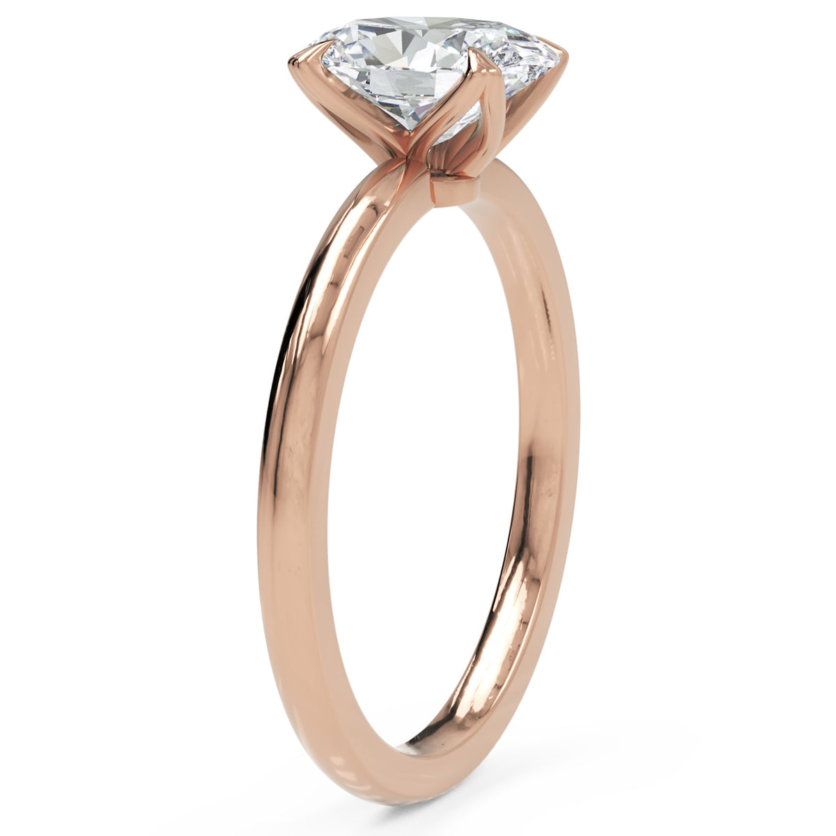 Inel de Logodnă Knightsbridge din Aur 18k cu Diamant Natural Oval de 1 ct din 18k Aur Roz - Castelo.ro
